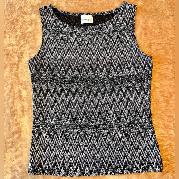 Fashion Bug Tops - Fashion Bug Black and Purple Chevron Tank Top Size L